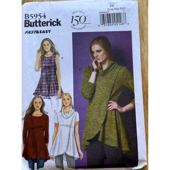 Butterick LRG - XXL Tunic Sewing Pattern Jersey and Cotton Knit New Uncut - Picture 2 of 4